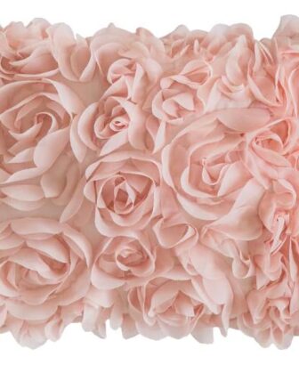 MIULEE Decorative Rose Flower Pillow Cover Pack of 1 Peach Pink 12x20 Inch | Cute Romantic Stereo Chiffon Throw Pillow Cover Aesthetic Solid Pillowcase for Girl Coquette Room Decor Coach Bedroom