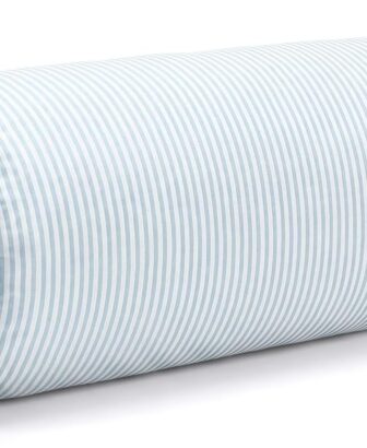 Ruffle Bolster Pillow Cover 8" x 20" Light Blue Stripes Print | Bolster Pillowcase with Ruffle, Decorative Cylinder Pillow Cover, Ideal for Indoor Outdoor Backyard Couch Sofa Bedroom Decor