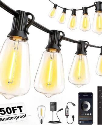 50ft-Plug-in-LED-Lights-Outdoor-Waterproof-String Lights-Patio-Outside-Porch-Backyard-Garden-Gazebo-Yard-Deck-Balcony-Party-Camping-House-Hanging-Lighting-Bulb-Remote-Bluetooth-Hanging-Edison-ST38
